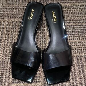 Aldo Casablanca Black Block Heel Mules-Size 7